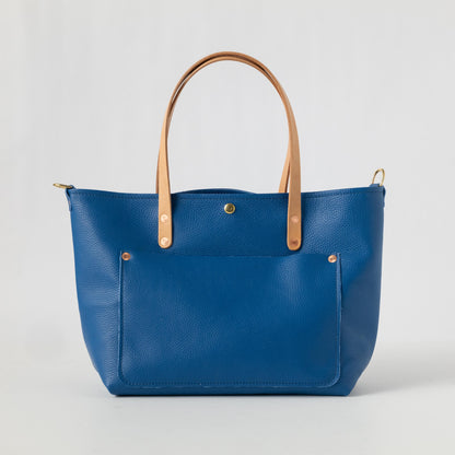 Blue Italian Pebbled East West Travel Tote