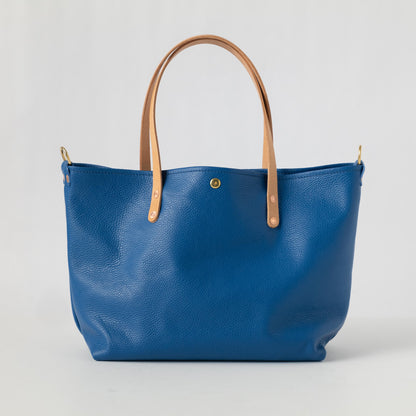 Blue Italian Pebbled East West Travel Tote