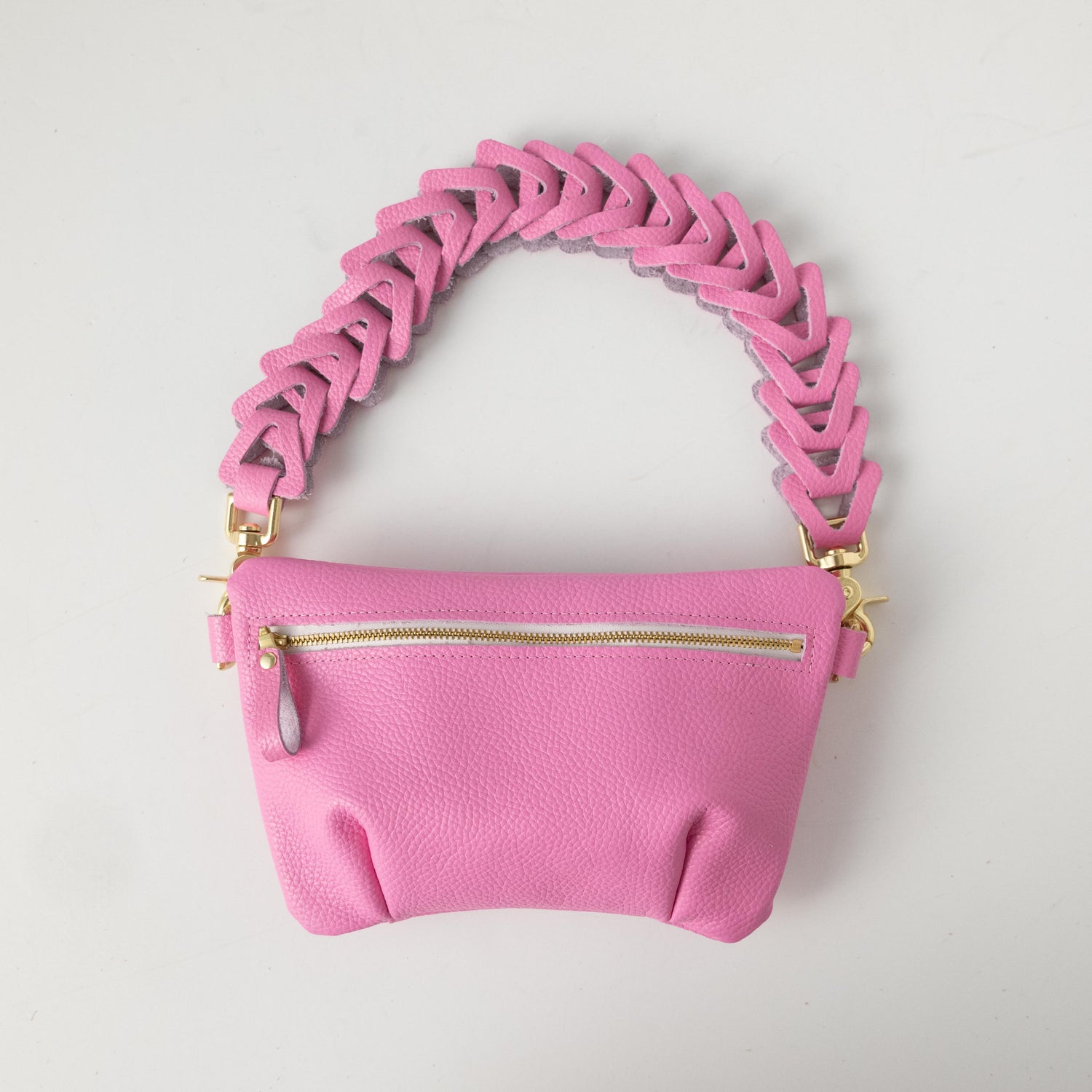 Pink Italian Pebbled Belt Bag