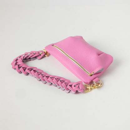 Pink Italian Pebbled Belt Bag