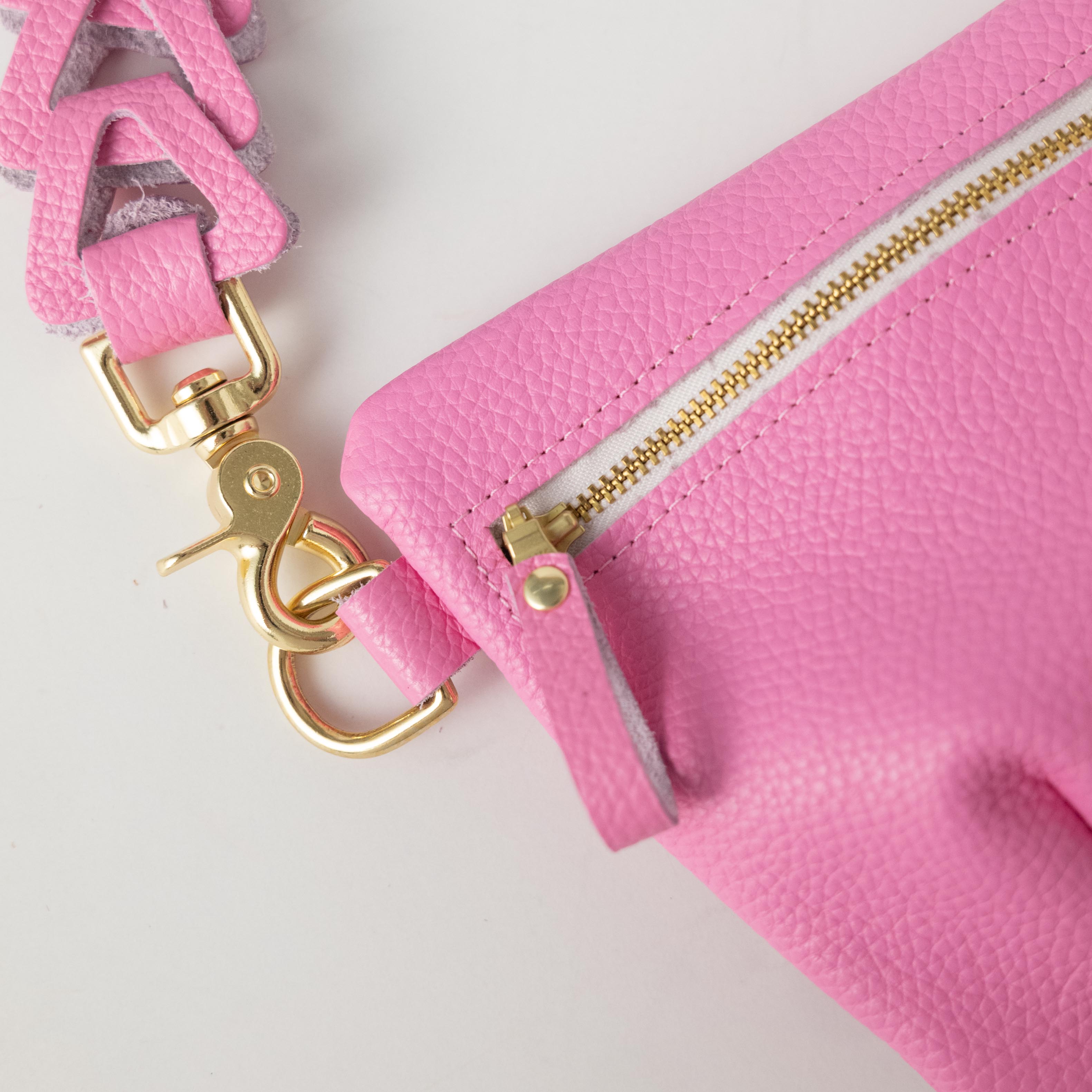 Pink Italian Pebbled Belt Bag