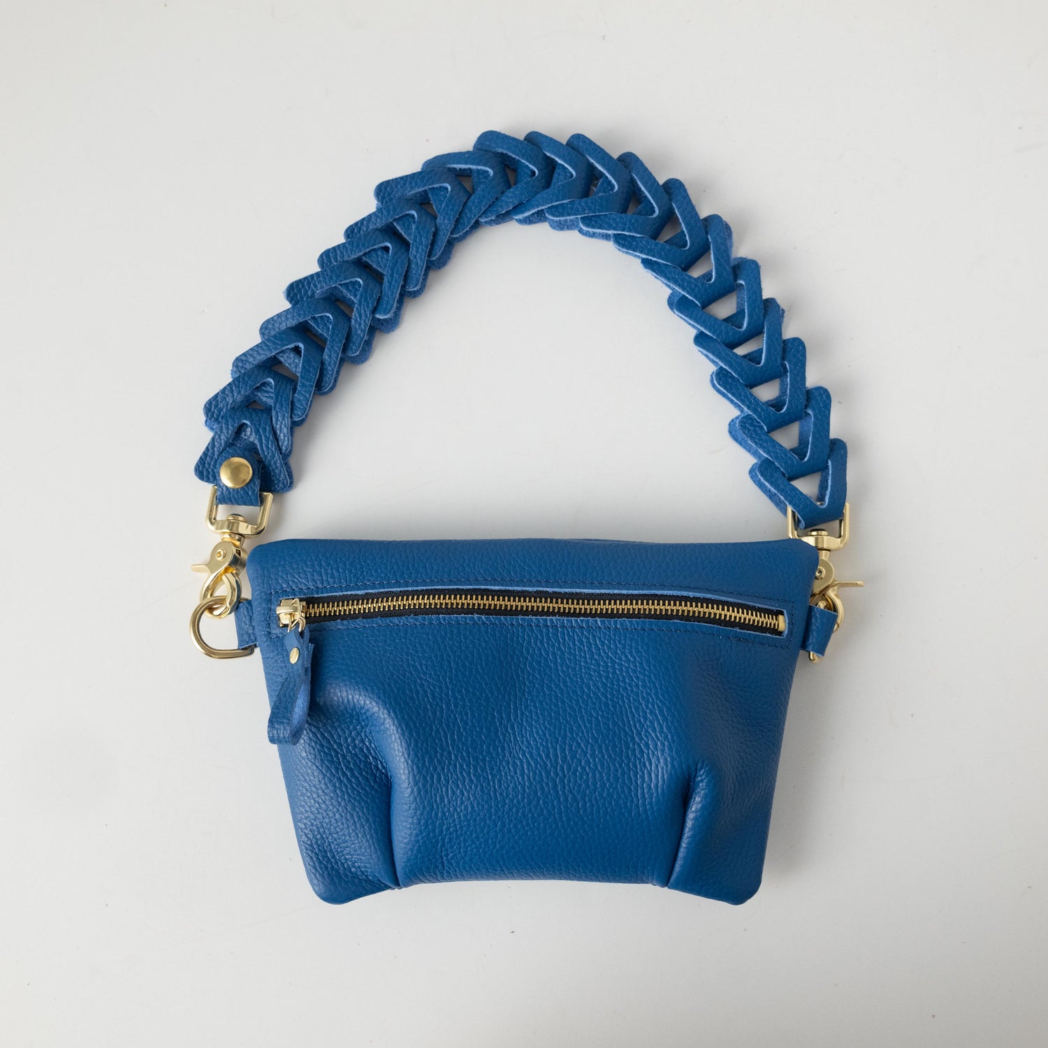 Blue Italian Pebbled Belt Bag