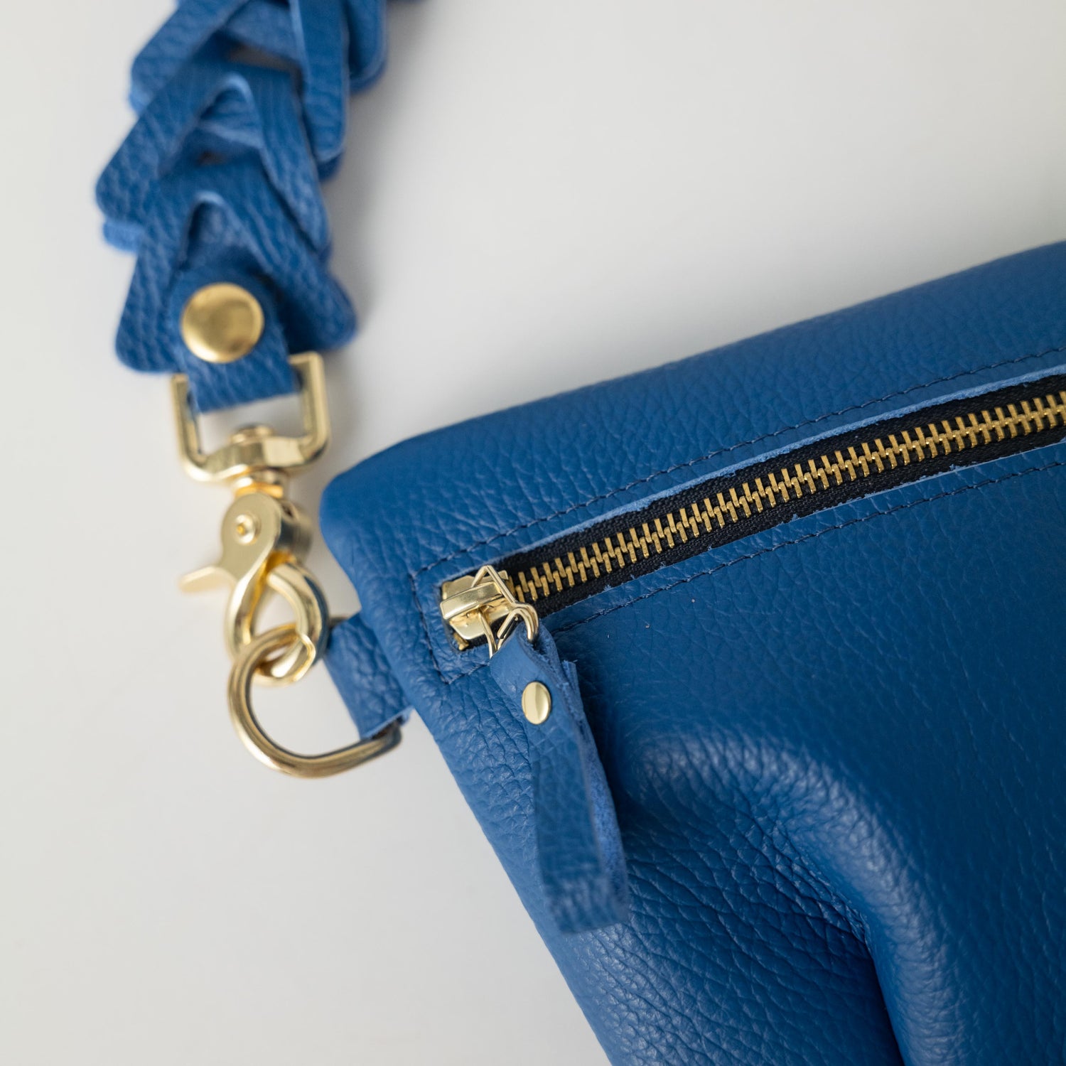 Blue Italian Pebbled Belt Bag