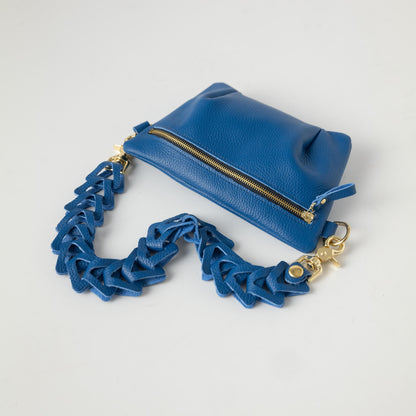 Blue Italian Pebbled Belt Bag