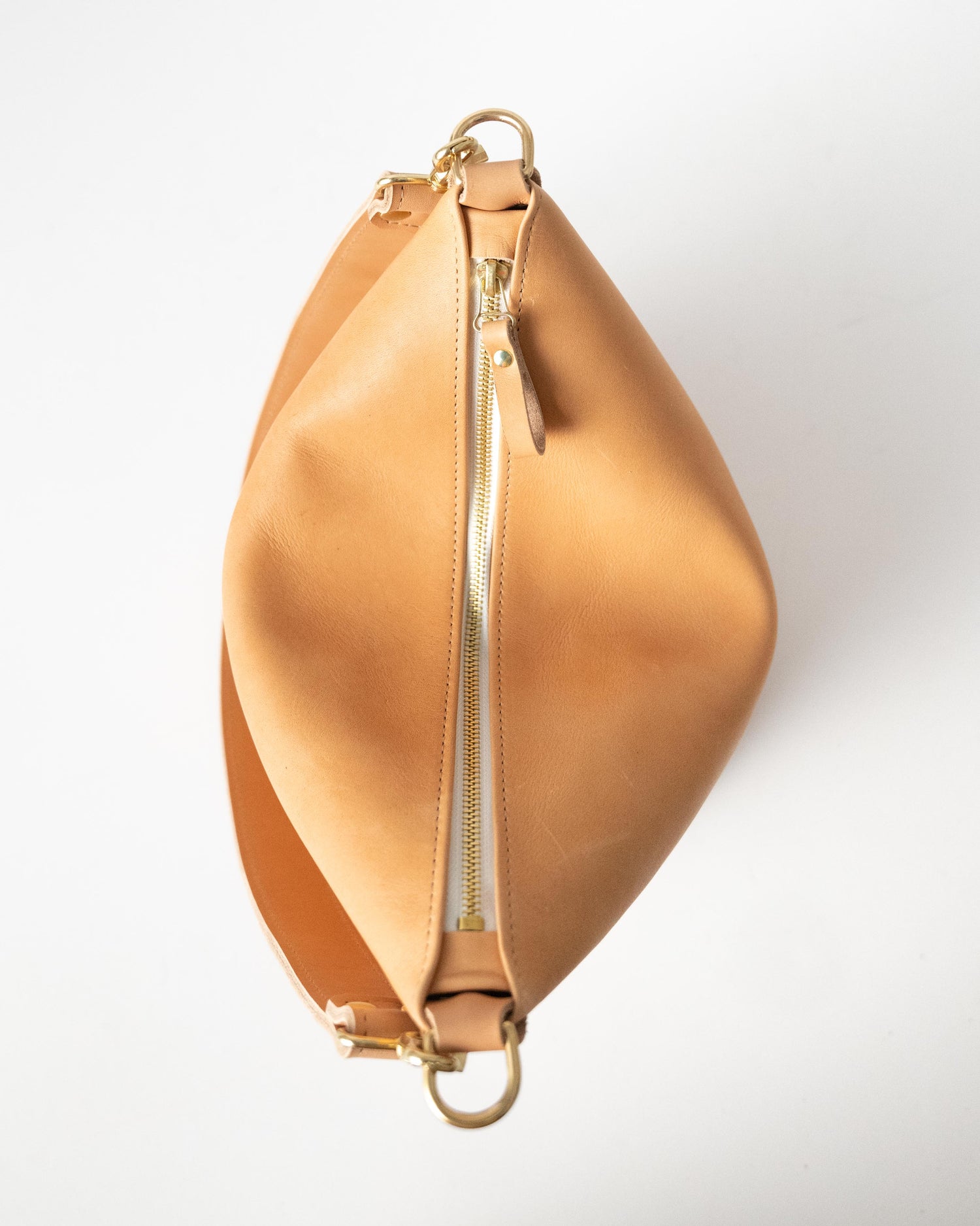 Natural Essex Zip-Top Bucket Bag With 2-Ply Wide Strap