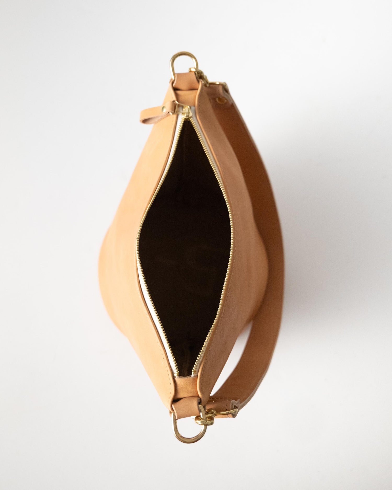 Natural Essex Zip-Top Bucket Bag With 2-Ply Wide Strap