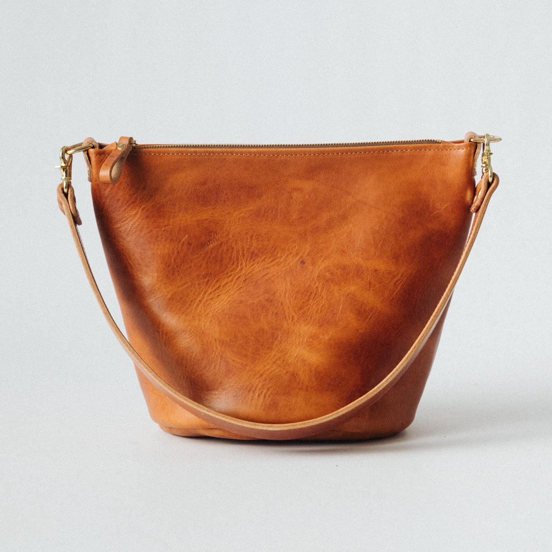 English Tan Dublin Zip-Top Bucket Bag