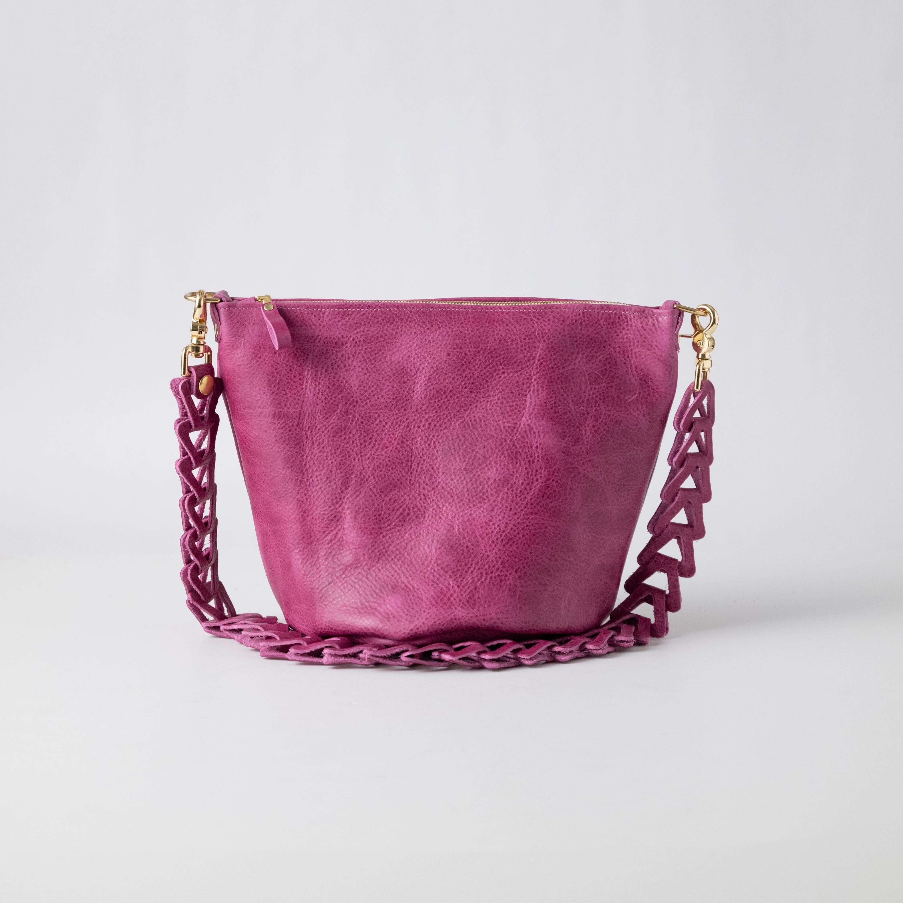 Pink Bulldog Mini Zip-Top Bucket Bag