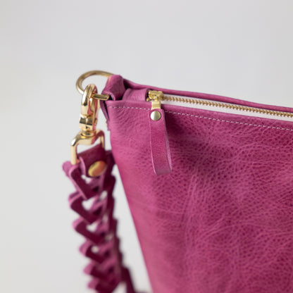 Pink Bulldog Zip-Top Bucket Bag