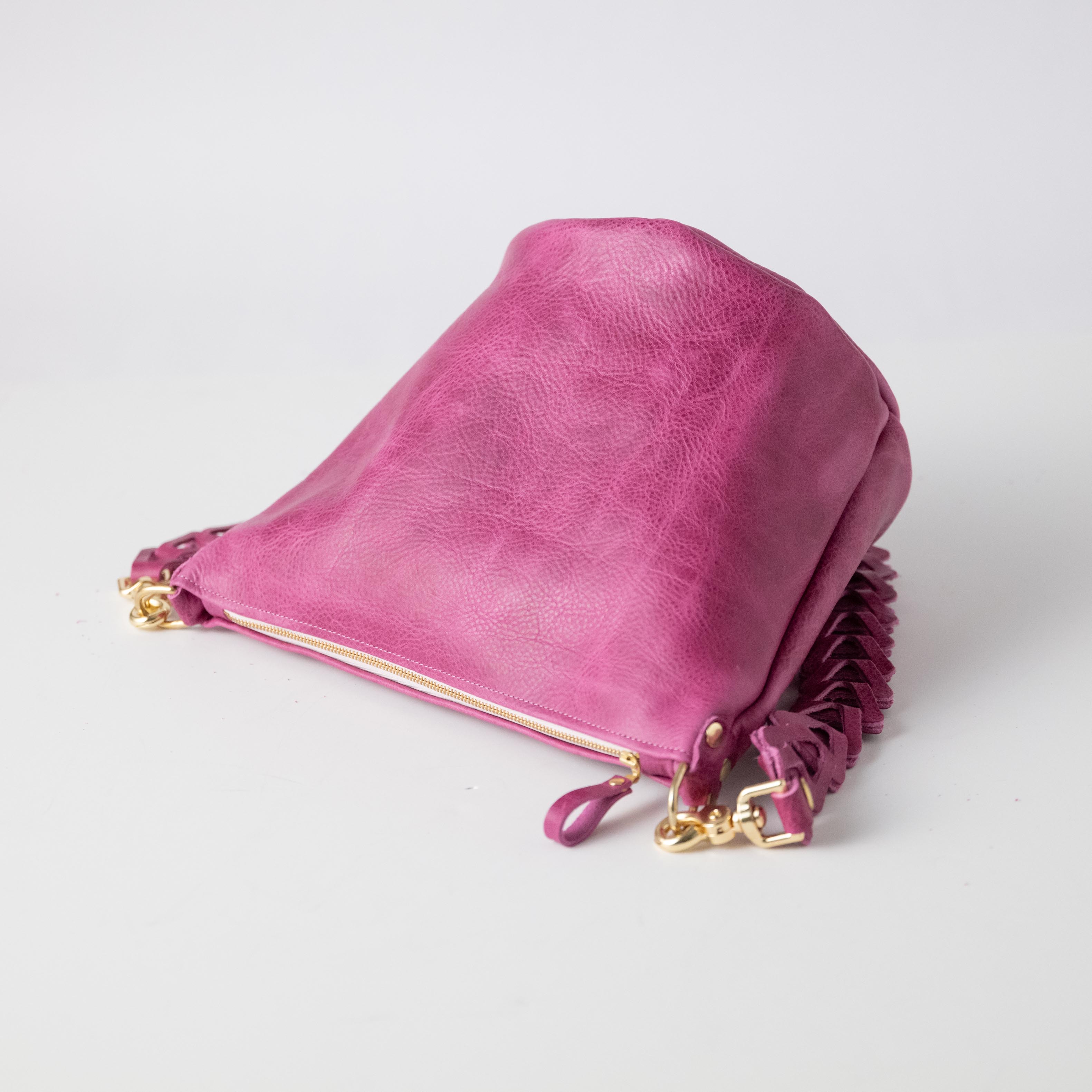 Pink Bulldog Zip-Top Bucket Bag