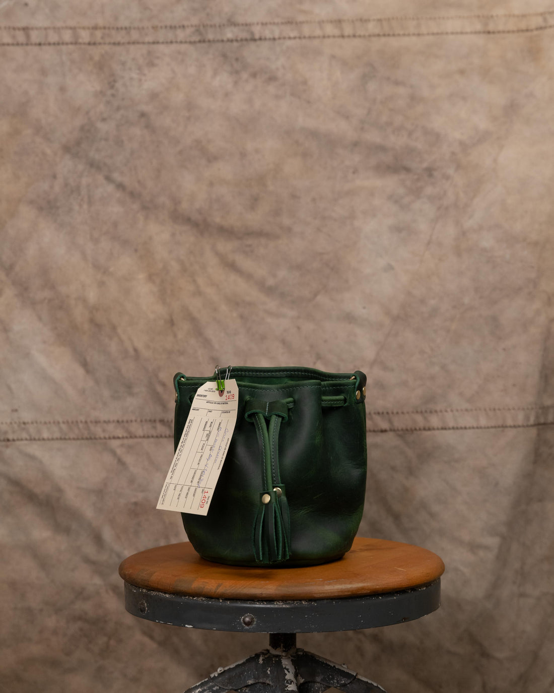 1409 Green Cheaha Mini Bucket Bag w/ 2-ply crossbody strap