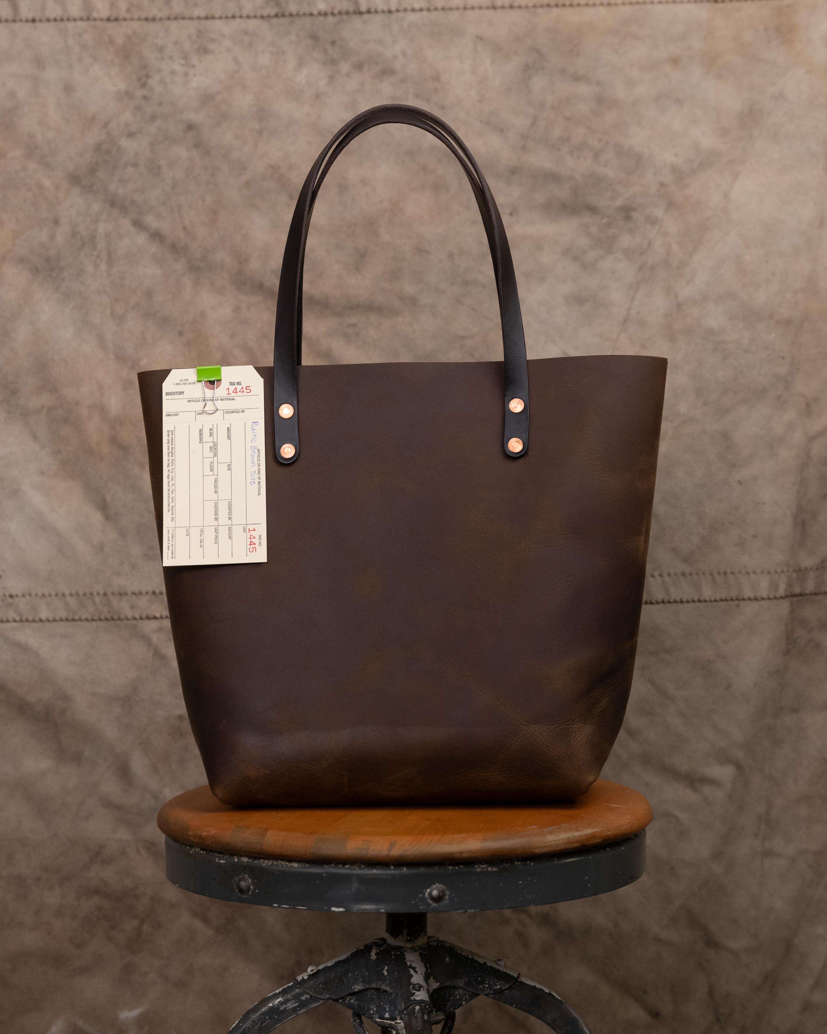 1452 Brown Kodiak Tote with zipper 7” Brown Handles