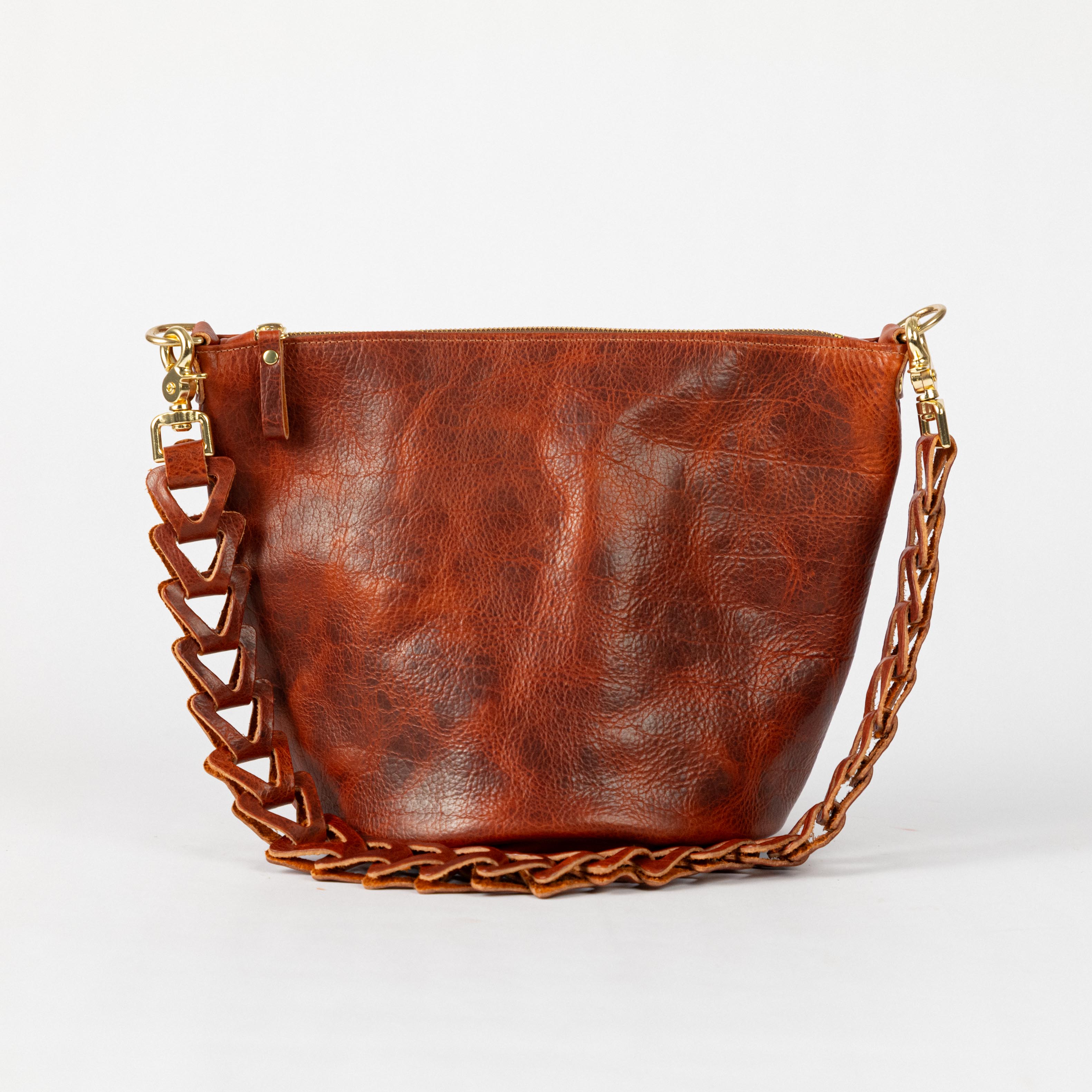 Whiskey Navajo Bison Zip-Top Bucket Bag