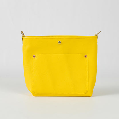Yellow Italian Pebbled Crossbody Travel Tote