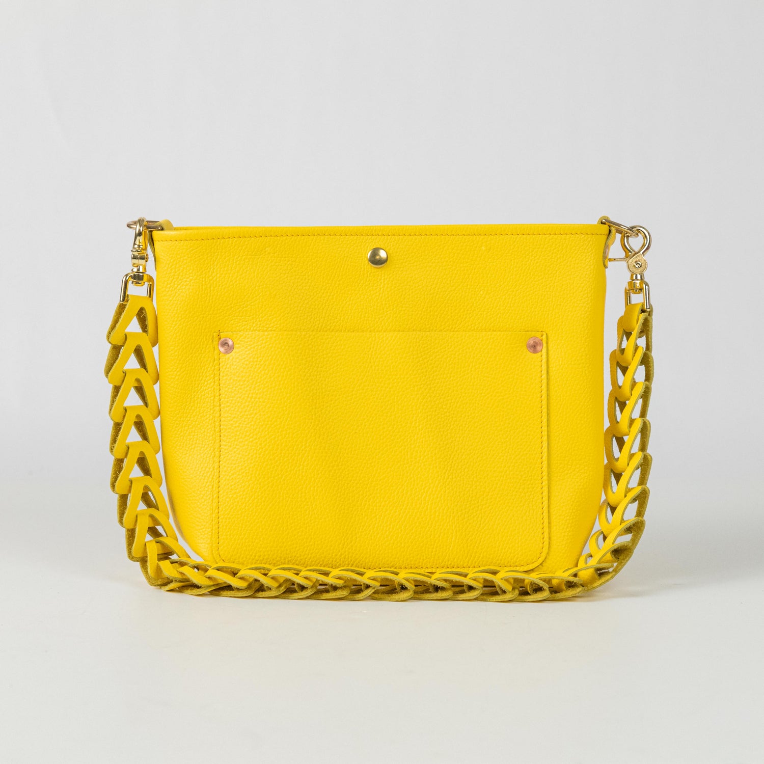 Yellow Italian Pebbled Crossbody Travel Tote