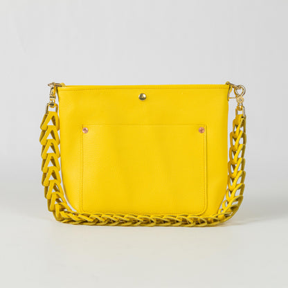 Yellow Italian Pebbled Crossbody Travel Tote