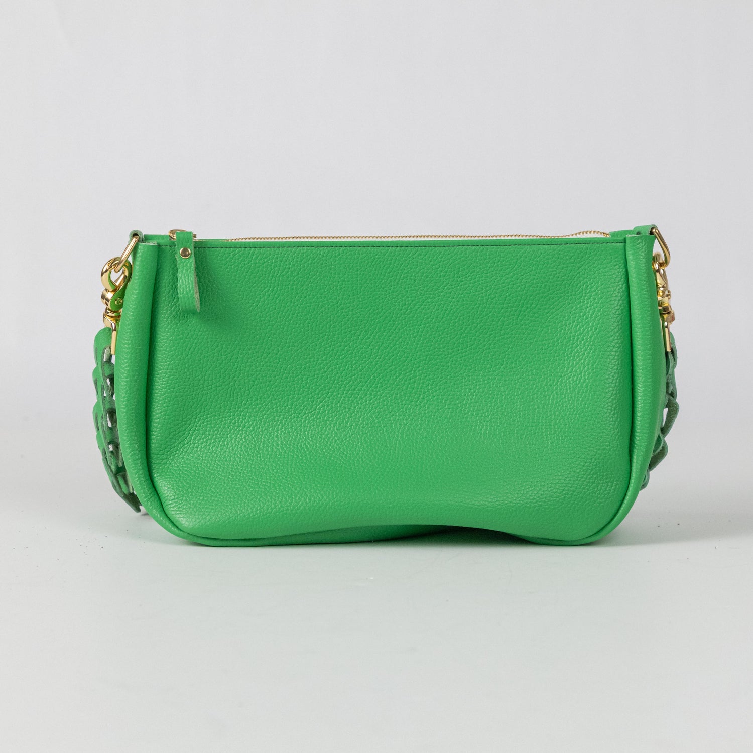 Bright Green Italian Pebbled Crossbody Bag