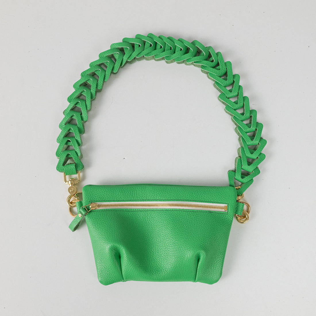 Bright Green Italian Pebbled Belt Bag