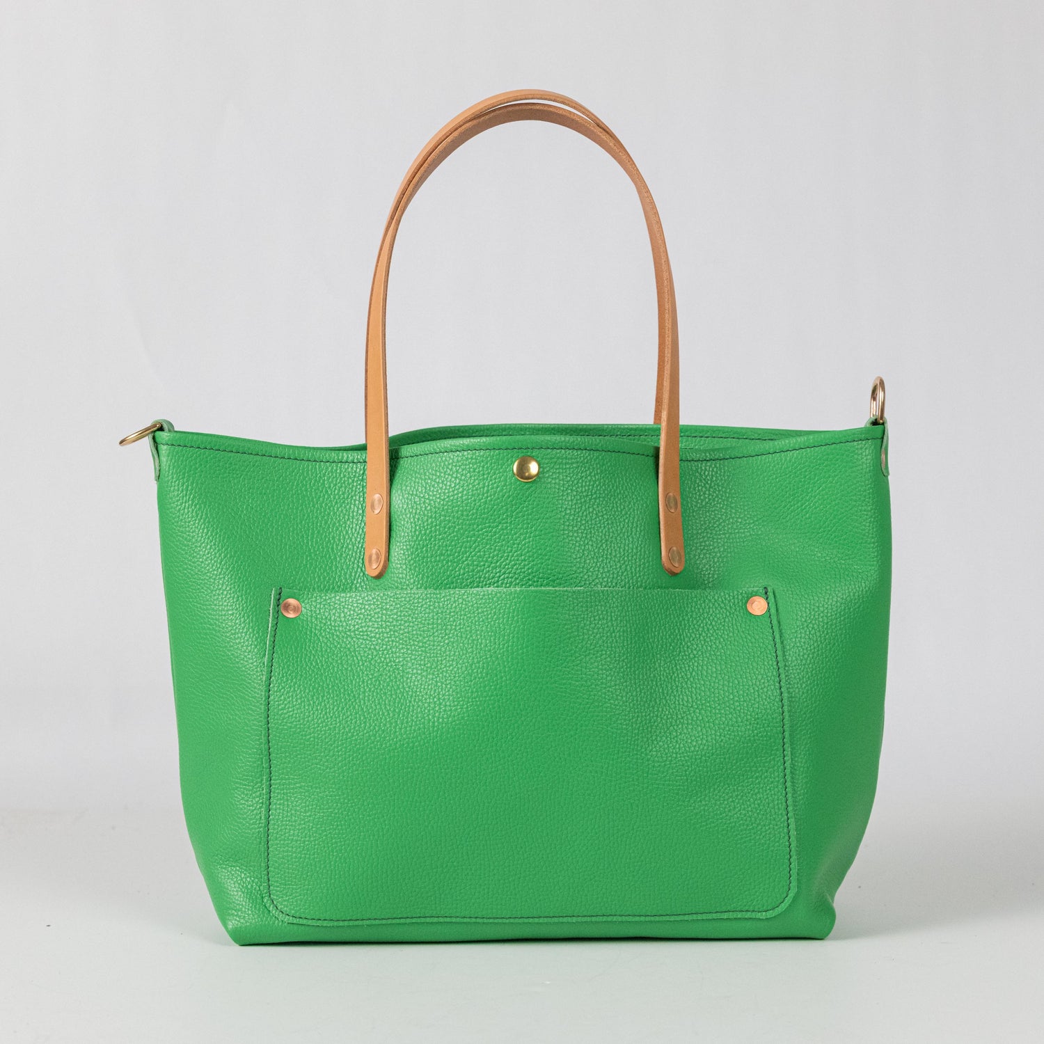 Bright Green Italian Pebbled East West Travel Tote