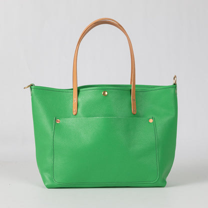 Bright Green Italian Pebbled East West Travel Tote