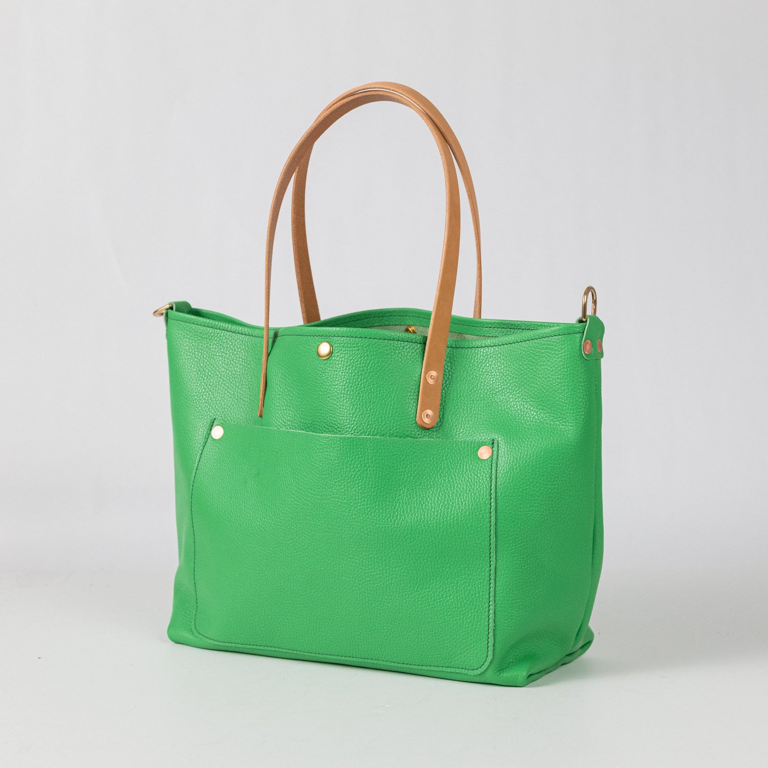 Bright Green Italian Pebbled East West Travel Tote