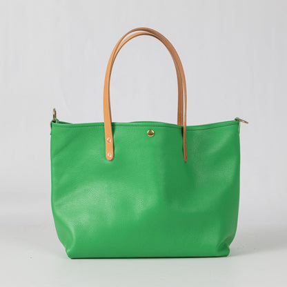 Bright Green Italian Pebbled East West Travel Tote