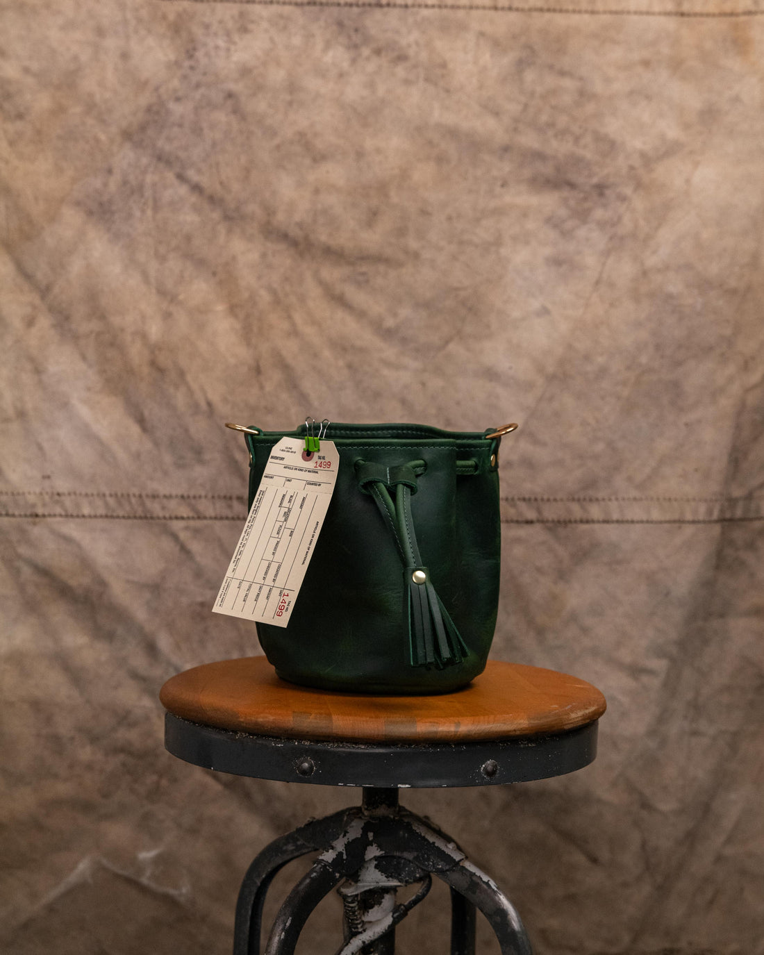 1499 Green Cheaha Mini Bucket Bag with two-ply crossbody strap