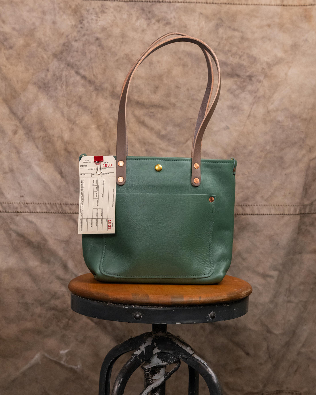 1533 Studio Green Mini Travel Tote with 11&quot; gray handles