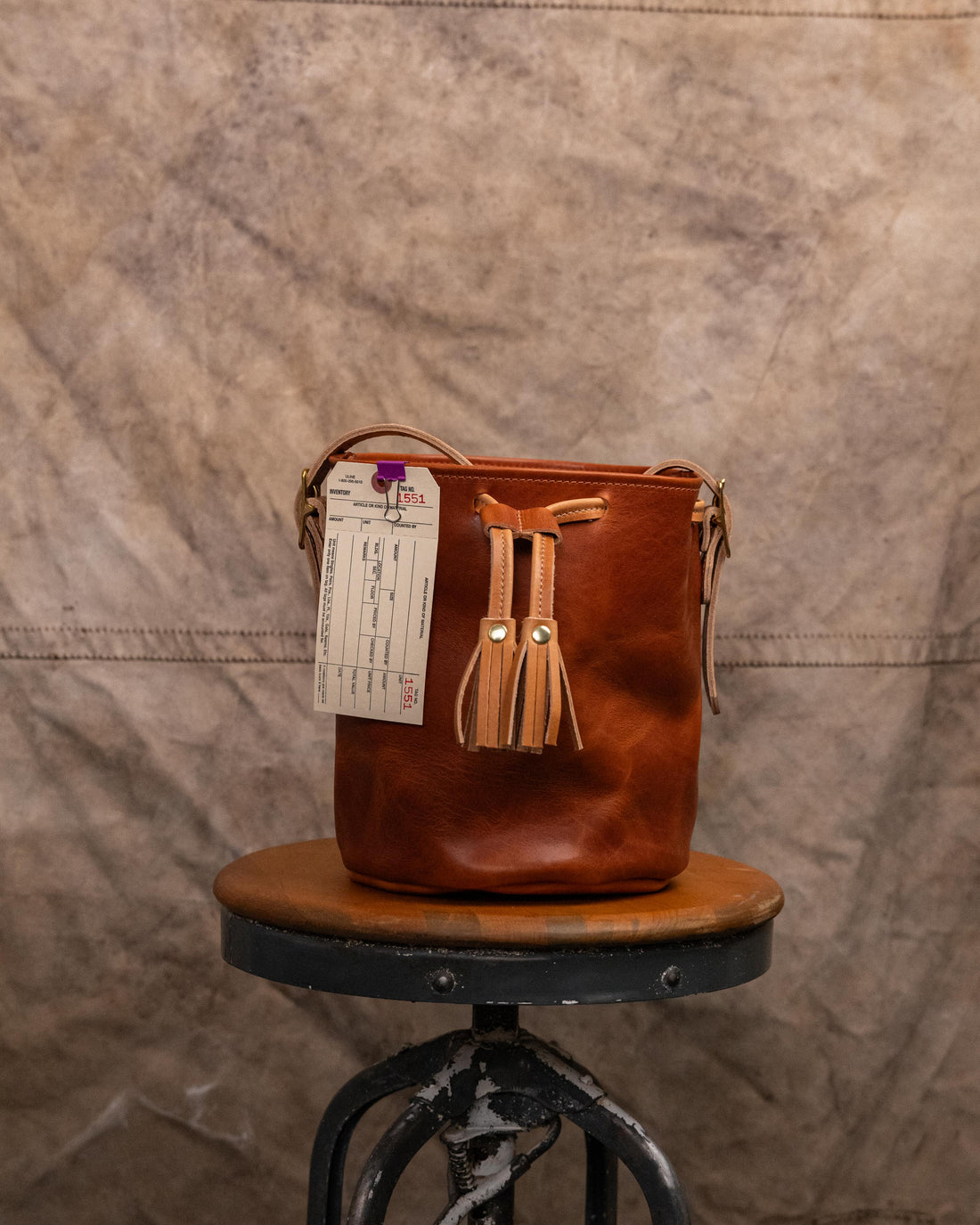 1551 English Tan Dublin and Natural Dublin Bucket Bag