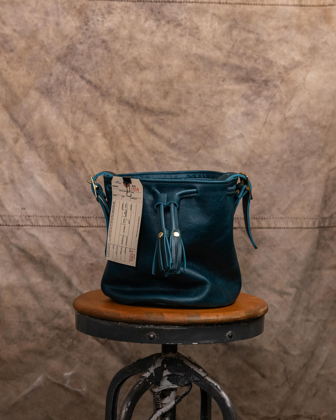 1555 Dark Teal Bulldog Bucket Bag