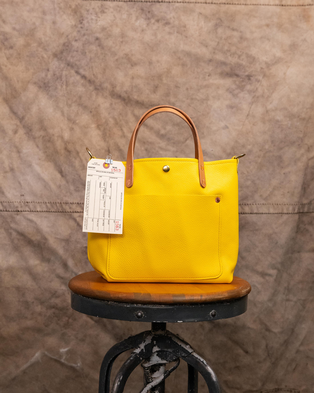 1563 Yellow Italian Pebbled Mini Travel Tote