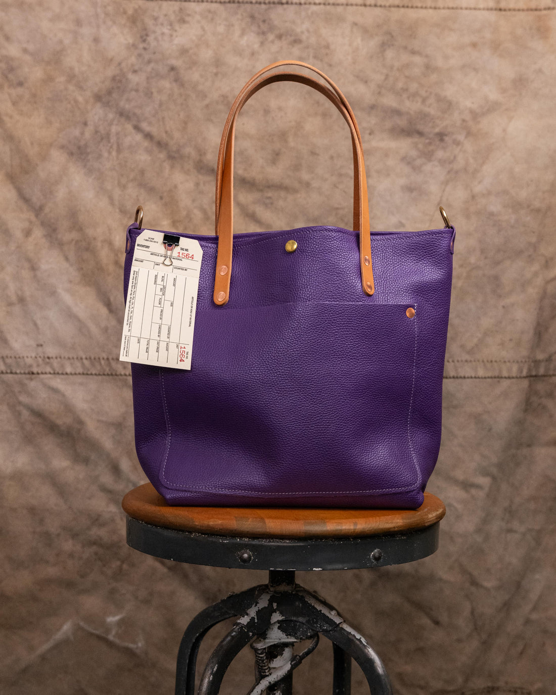 1564 Purple Italian Pebbled Travel Tote