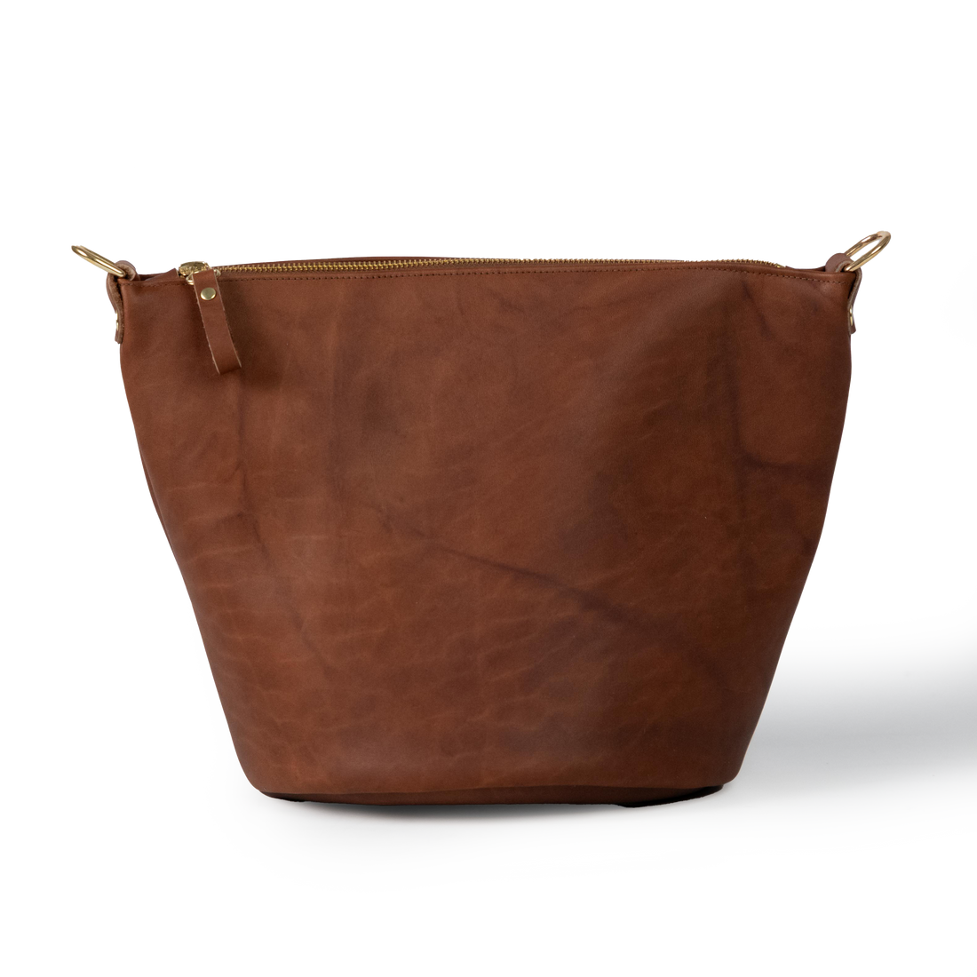 Tan Crunch Zip-Top Bucket Bag