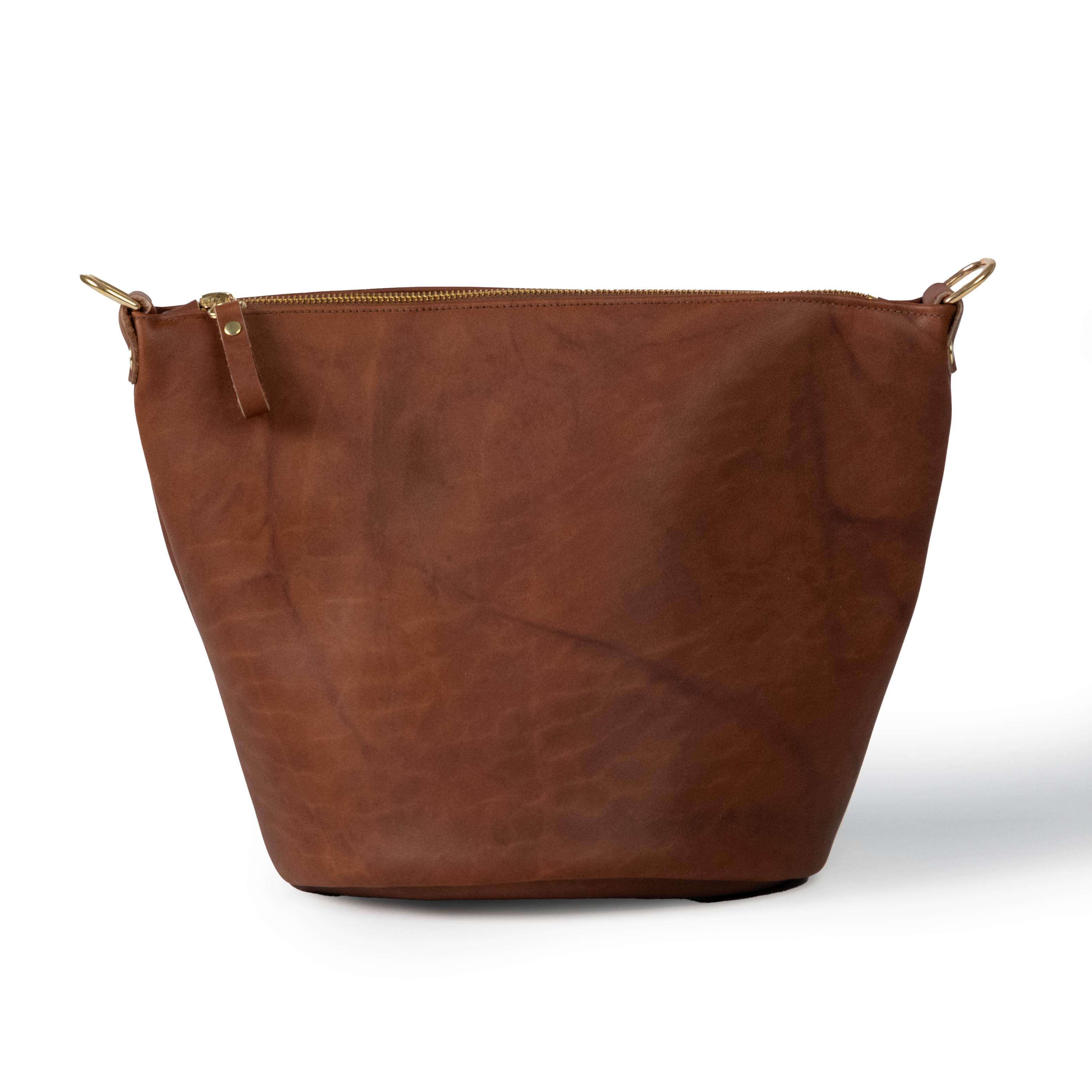 Tan Crunch Zip-Top Bucket Bag