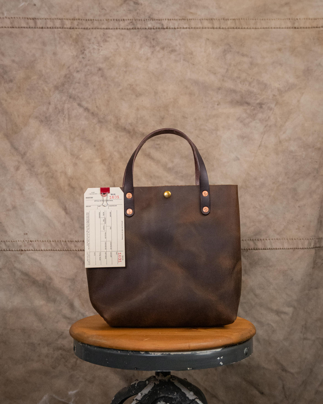1631 Rustic Brown Mini Tote with Dark Brown Handles