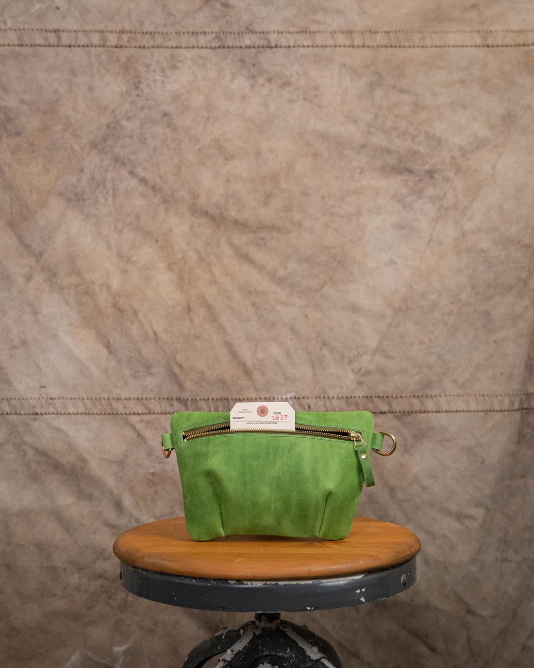 1637 Palm Green Belt Bag with Chain Link Strap