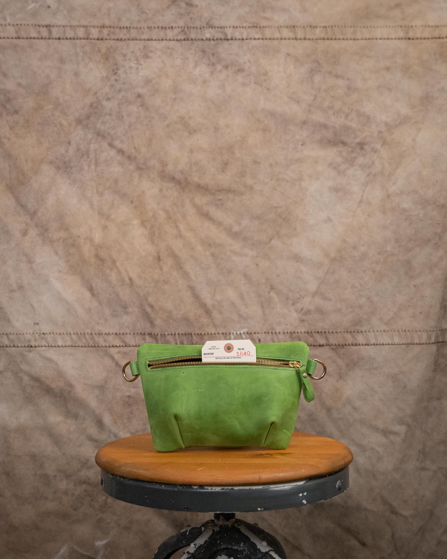 1640 Palm Green Belt Bag with Chain Link Strap