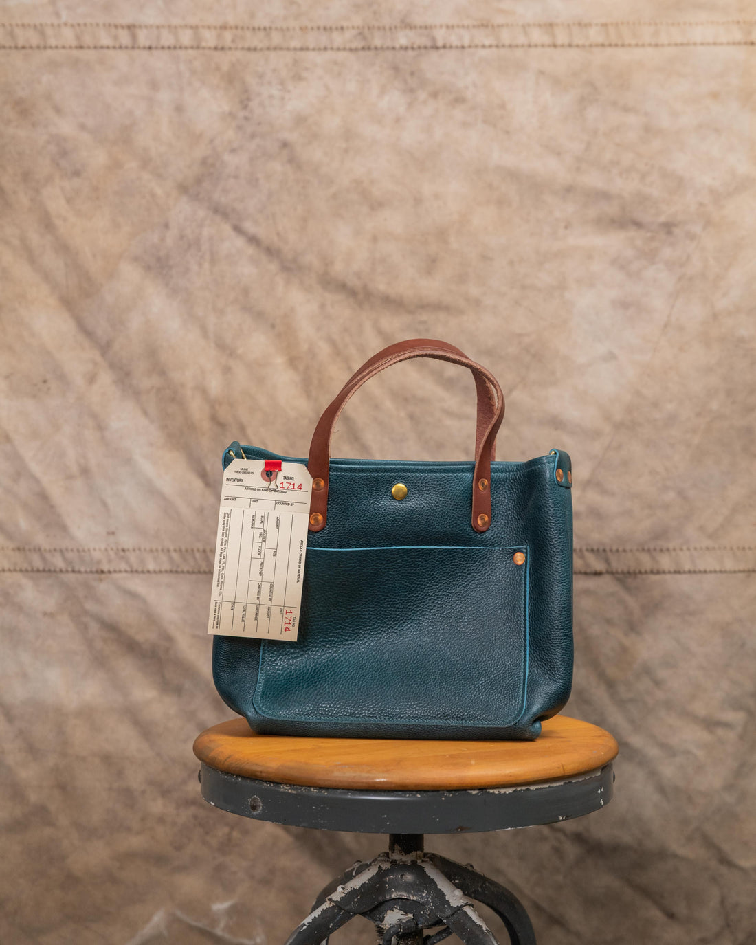 1714 Dark Teal Bulldog Mini Travel Tote