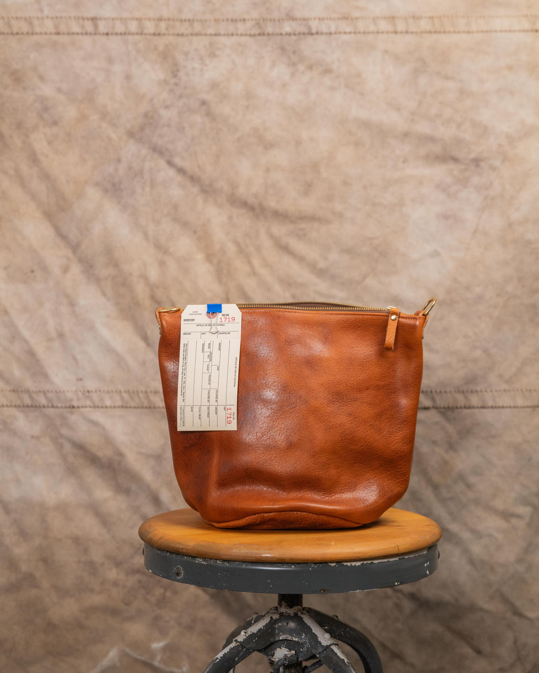 1719 Honey Navajo Bison Zip Top Bucket Bag with Chain Link Strap