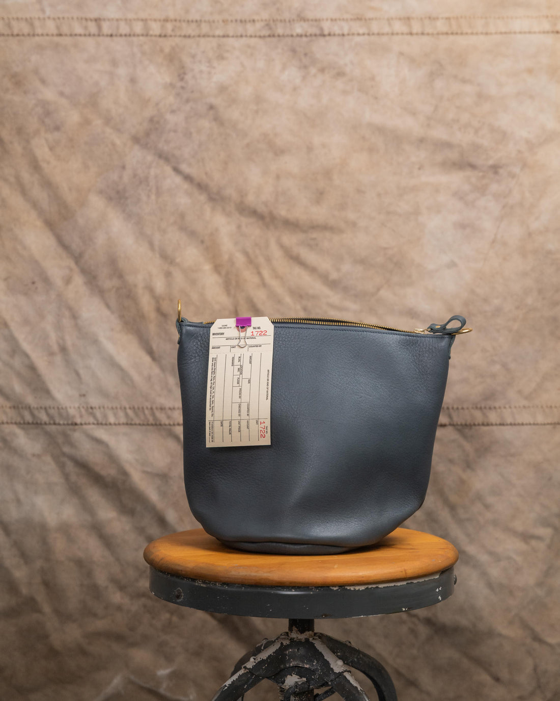 1722 Eiffel Tower Dearborn Zip Top Bucket Bag with 2ply wide shoulder strap