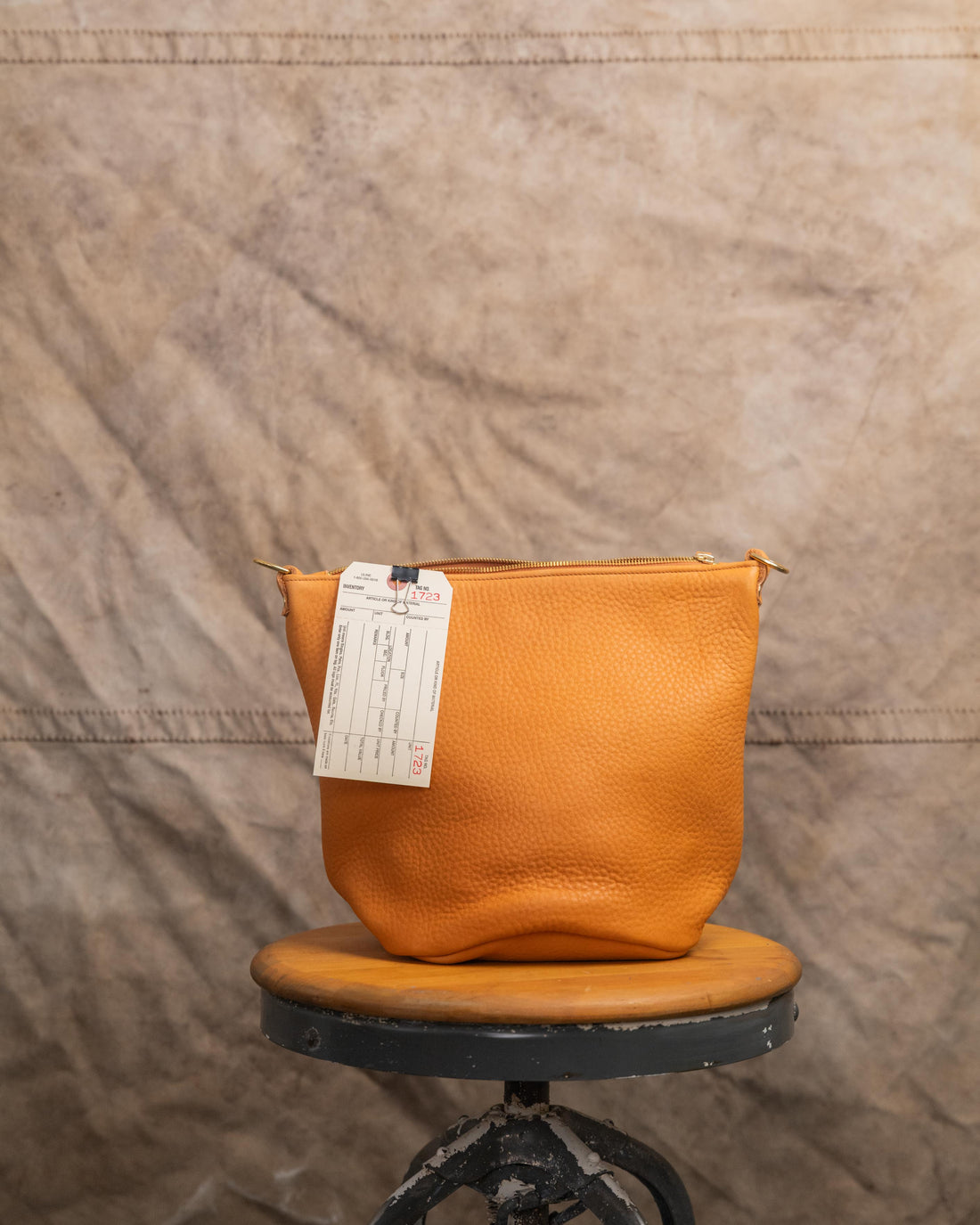 1723 Havana Dearborn Zip Top Bucket Bag with 2ply wide shoulder strap
