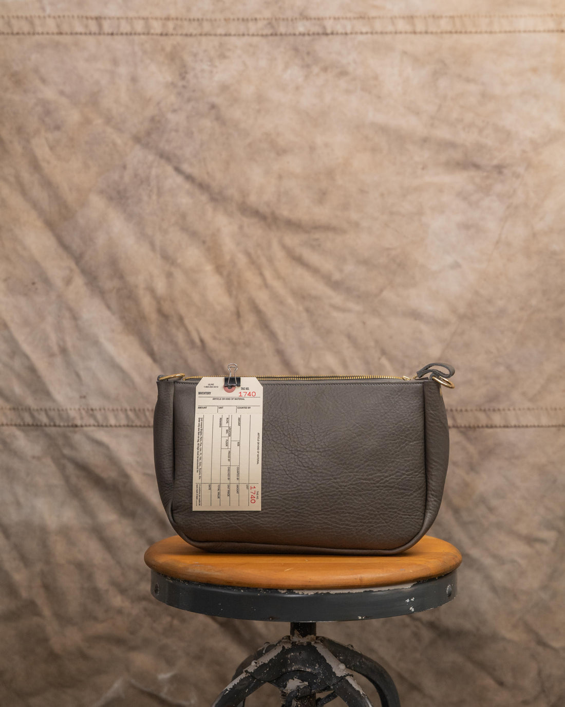 1740 Grey Cypress Crossbody Bag with 2-ply stitched adjustable strap