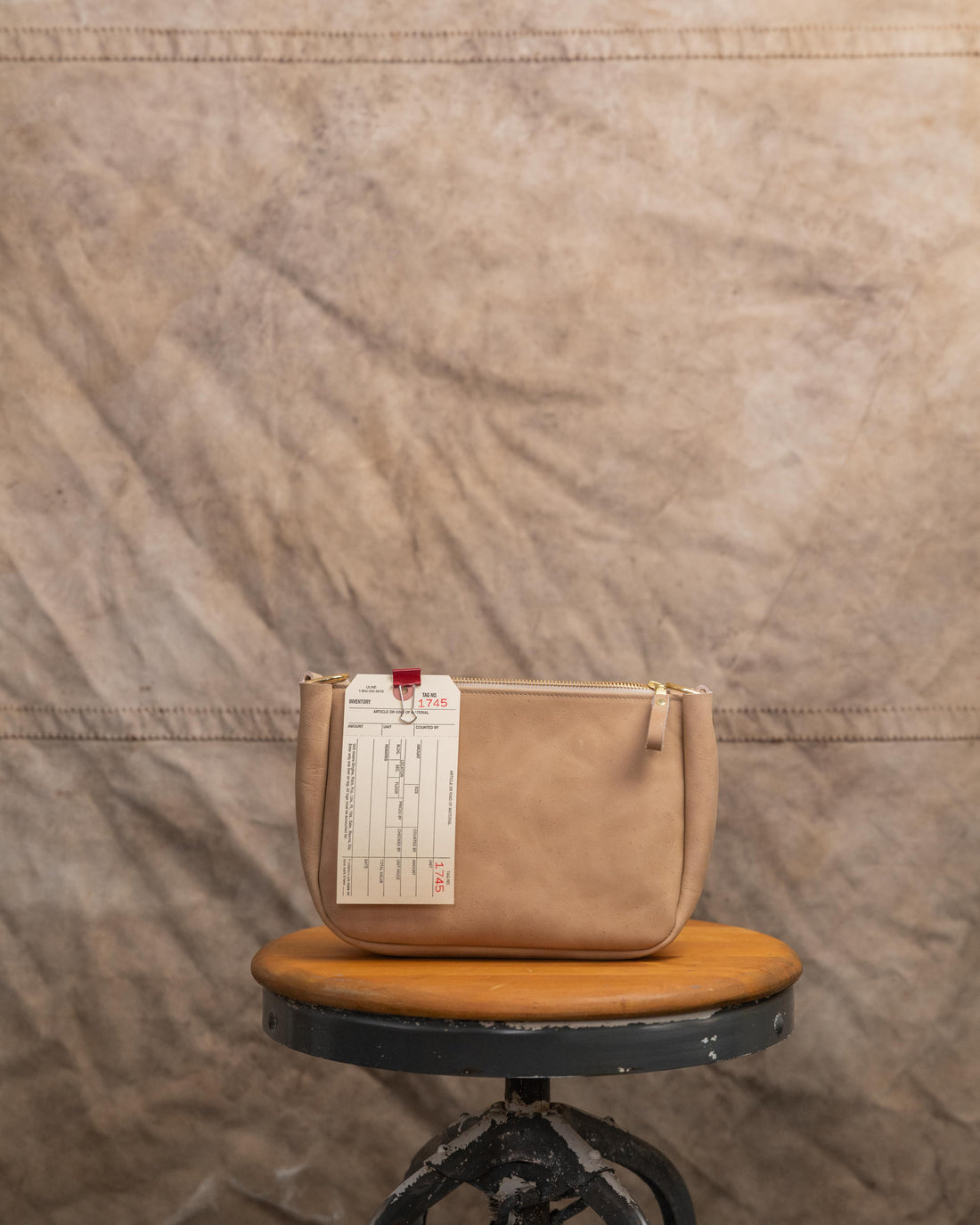 1745 Beige Medium Crossbody Bag with chain link strap