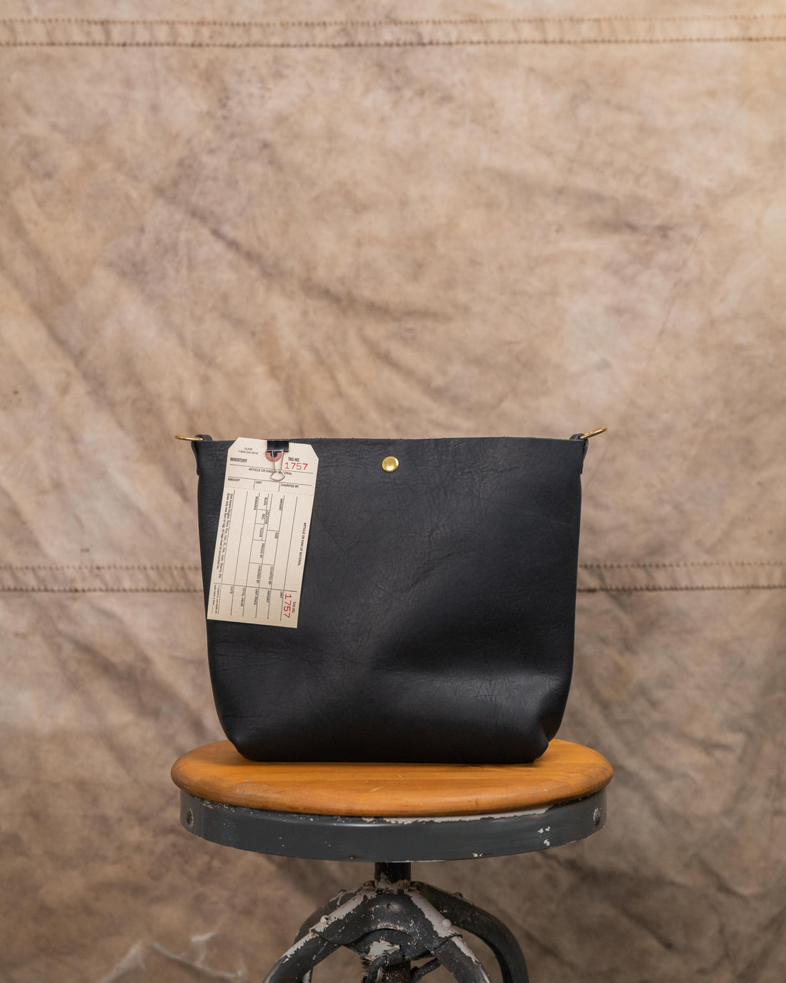 1757 Black Cypress (old batch) Mini Crossbody Tote with raw top
