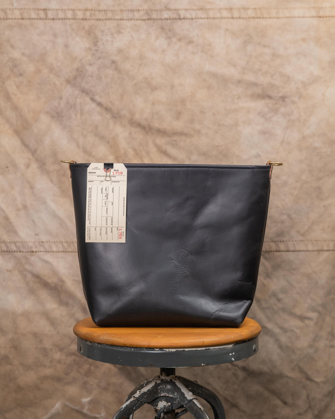 1759 Black Double Shot Crossbody Tote with 2ply wide shoulder strap