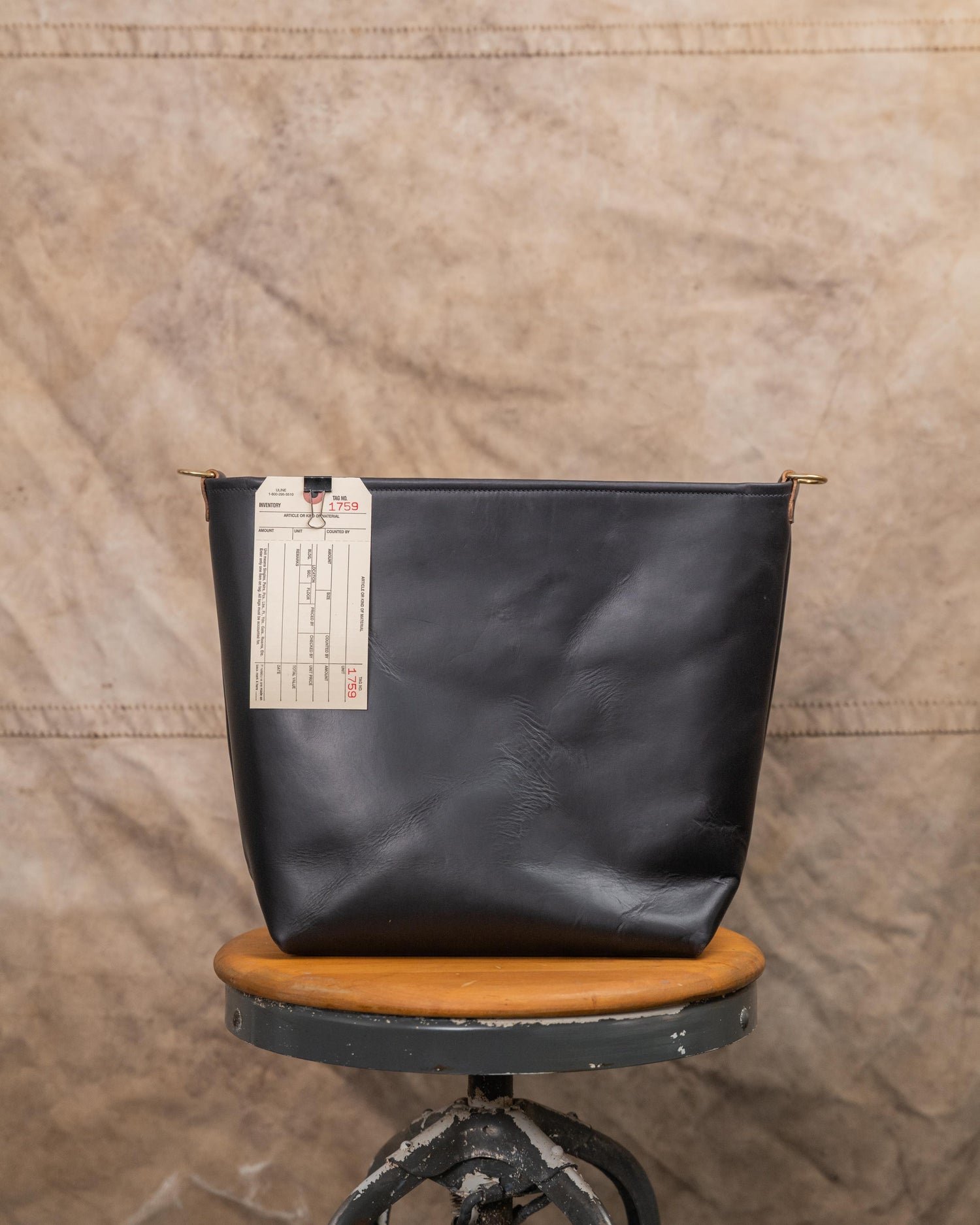 1759 Black Double Shot Crossbody Tote with 2ply wide shoulder strap