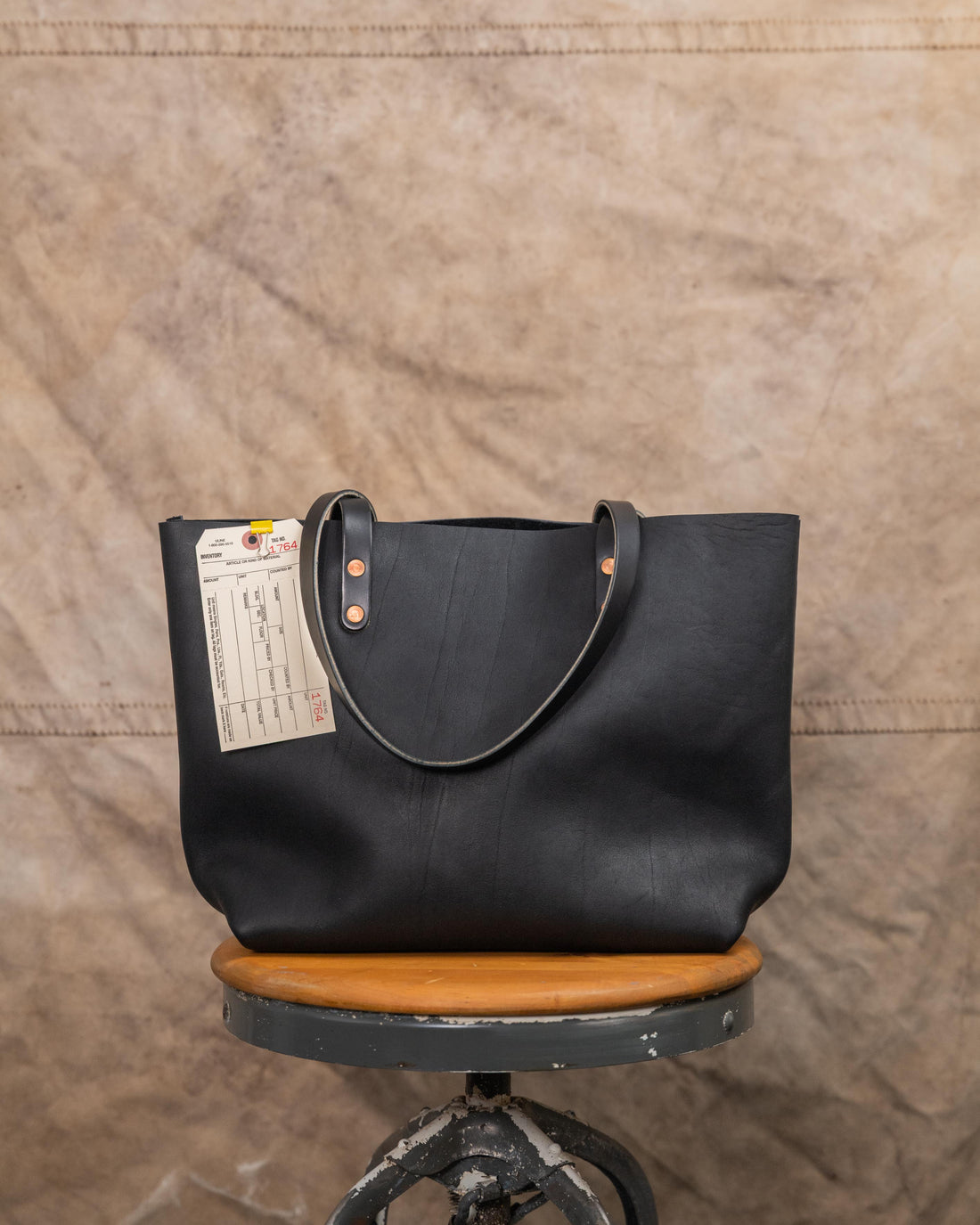 1764 Black Adirondack East West Tote with 10” Black Handles