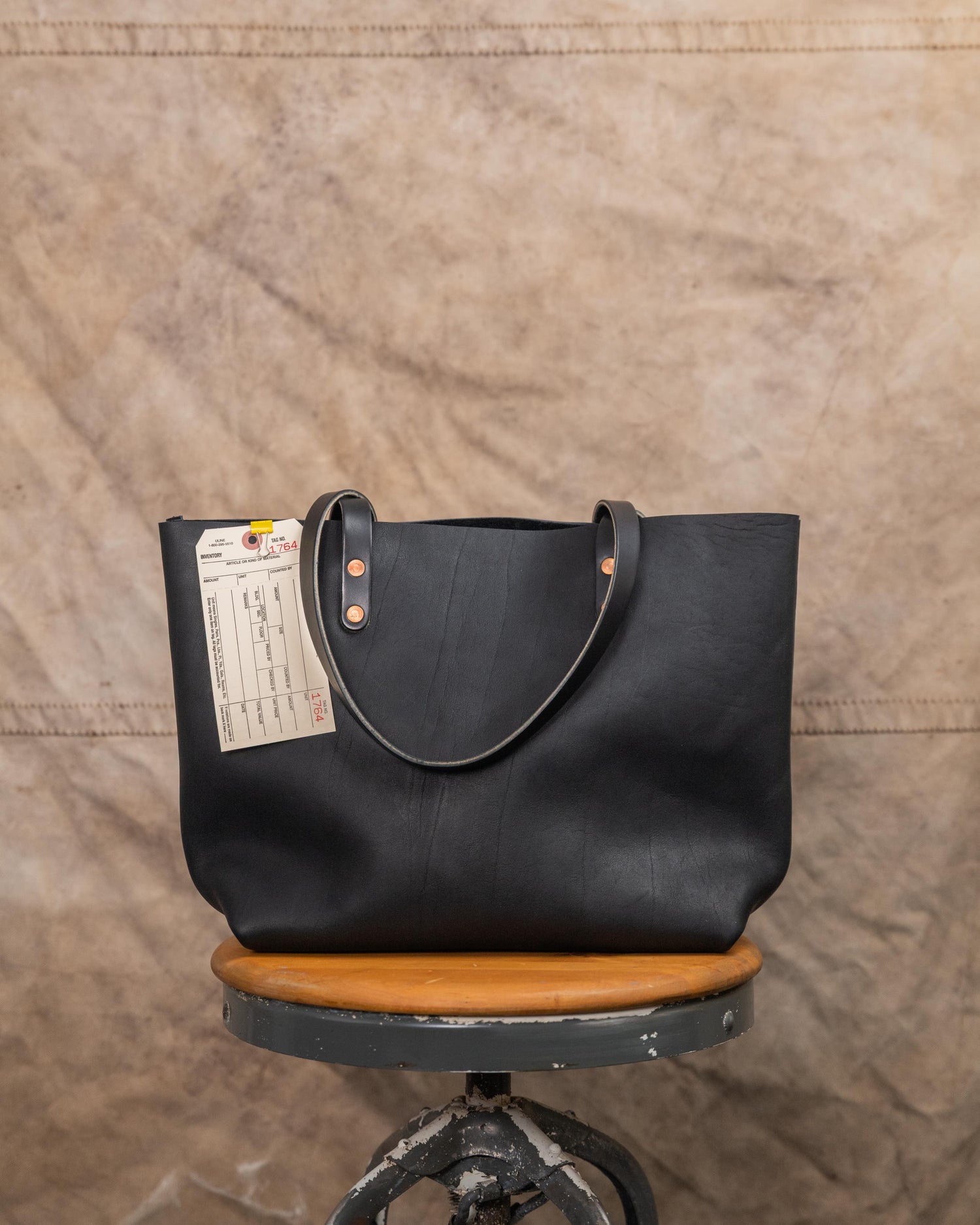 1764 Black Adirondack East West Tote with 10” Black Handles