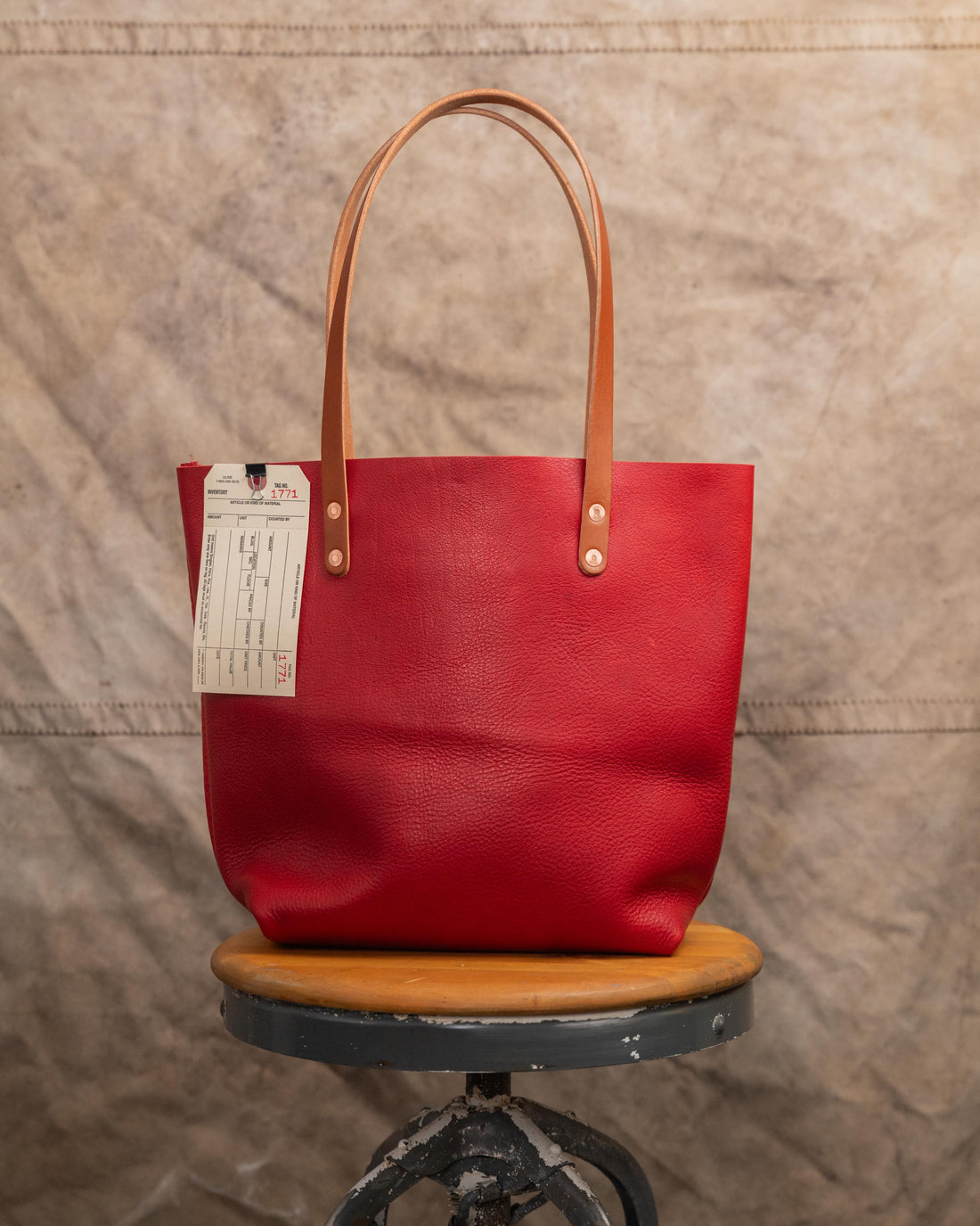 1771 Red Cypress Tote with 10” Tan Handles