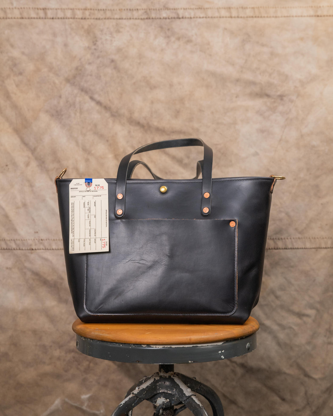 1775 Black Double Shot East West Travel Tote 11” Black Handles